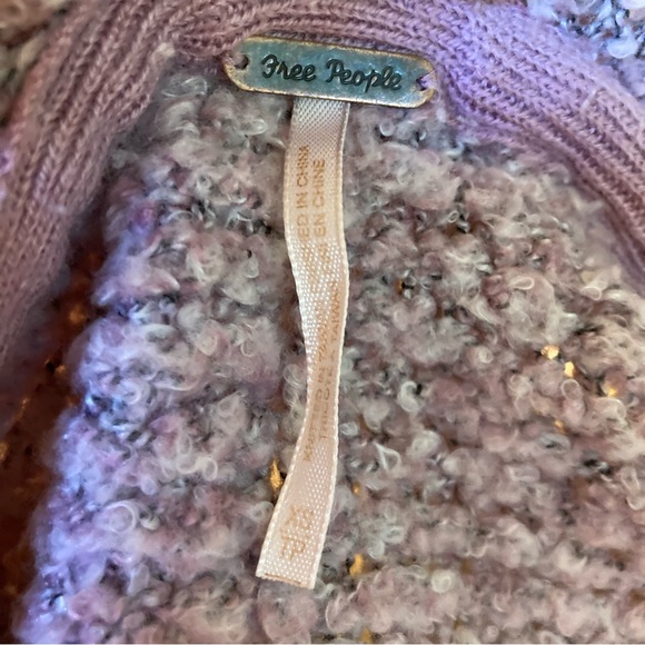 Free People Slouchy BFF Oversized Soft Cardigan Sweater Lavender XS FLAW left - Picture 4 of 8